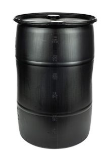 30 GALLON CLOSED HEAD PLASTIC DRUM - BLACK