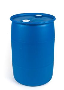 30 GALLON PLASTIC DRUM, CLOSED HEAD - BLUE