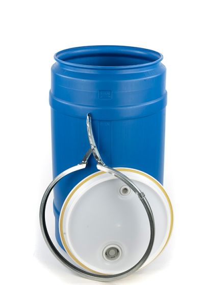 30 gallon plastic drum open head un rated blue for sale