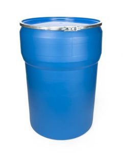 BIDÓN DE PLÁSTICO DE 47 GALONES, CON LA PARTE SUPERIOR ABIERTA, SIN CLASIFICACIÓN DE LA ONU, CIERRE DE PALANCA – AZUL