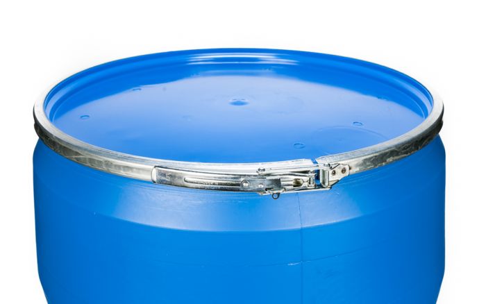 47 gallon plastic drum open head un rated blue lever lock