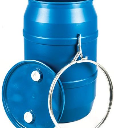 55 gallon blue lever lock drum with fittings