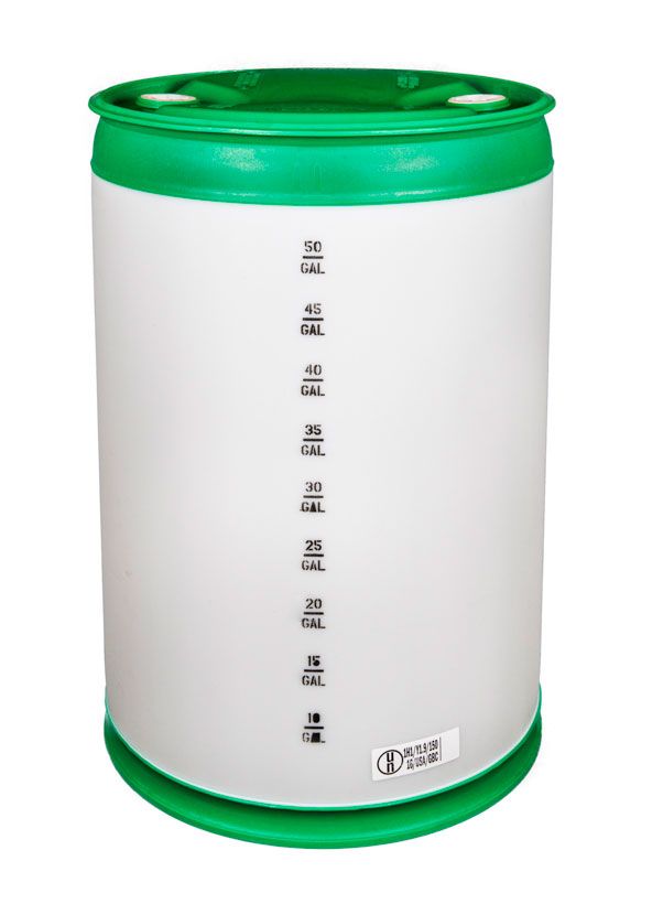55 gallon plastic drum closed head green
