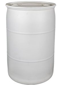 55 GALLON PLASTIC DRUM CLOSED HEAD, WHITE
