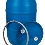 55 GALLON PLASTIC DRUM, OPEN HEAD, UN RATED, BOLT, FITTINGS - BLUE 1 un rated drum with fittings 1